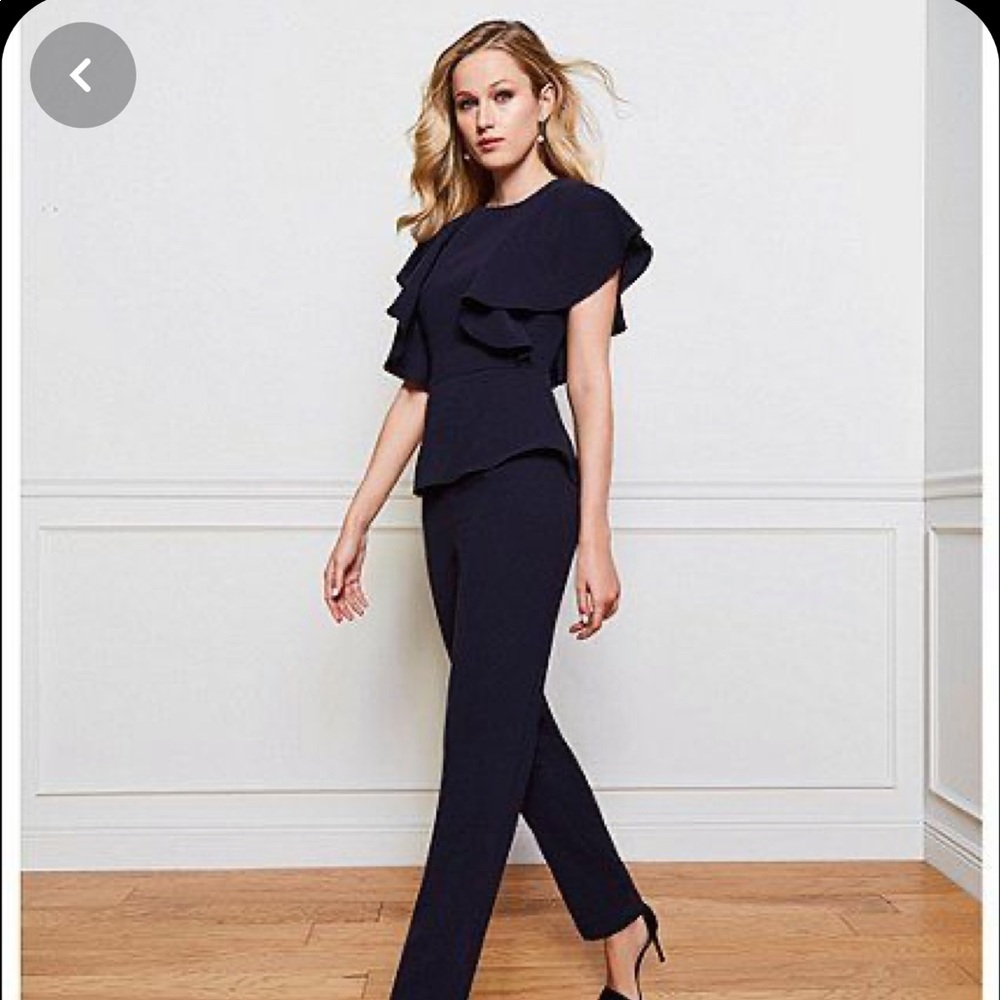 Antonio Melani Munna Navy Peplum Jumpsuit